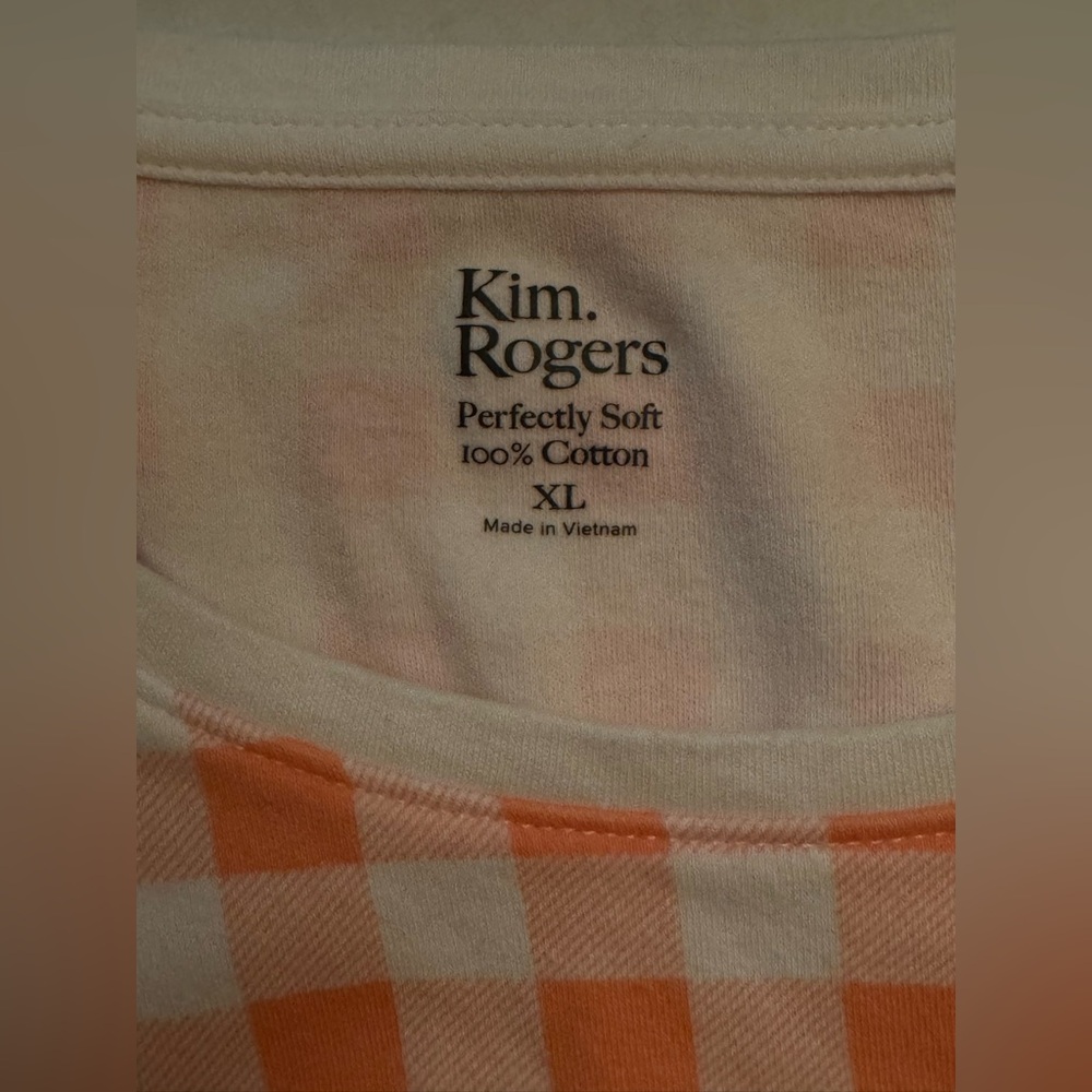 Kim Rogers Orange & White Checkered Top 🍊🤍Women’s Size XL - Picture 4 of 4